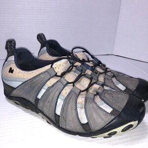Merrell Caper Slip on w/ Bungee Lace Up Hiking Shoes Women's Gray /Navy Sz. 7.5